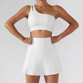 Ribbed One Shoulder Stretch Yoga Bra & Shockproof Women's Activewear Set - EssentialEssentials1