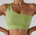 Ribbed One Shoulder Stretch Yoga Bra & Shockproof Women's Activewear Set - EssentialEssentials1