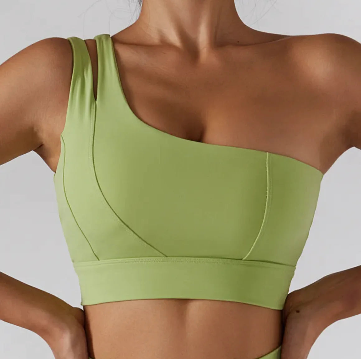 Ribbed One Shoulder Stretch Yoga Bra & Shockproof Women's Activewear Set - EssentialEssentials1