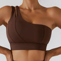 Ribbed One Shoulder Stretch Yoga Bra & Shockproof Women's Activewear Set - EssentialEssentials1