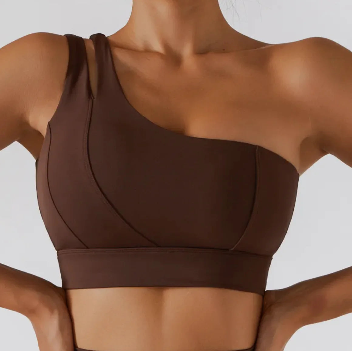 Ribbed One Shoulder Stretch Yoga Bra & Shockproof Women's Activewear Set - EssentialEssentials1