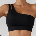 Ribbed One Shoulder Stretch Yoga Bra & Shockproof Women's Activewear Set - EssentialEssentials1